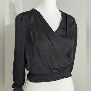 🤩Host Pick❤️NWT Monteau Los Angeles Black Wrap Crop Top Women's Size Small